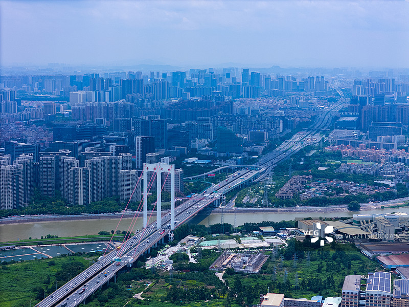 佛山市区蓝天航拍图片素材