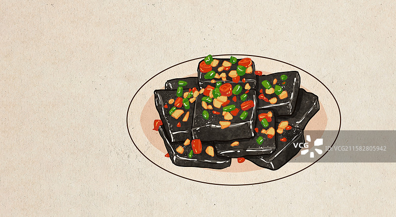 臭豆腐中国长沙传统特色小吃插画图片素材
