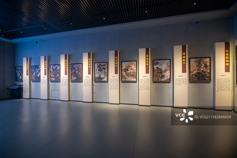 四平战役纪念馆内景 英雄故事墙 吉林省四平市图片素材