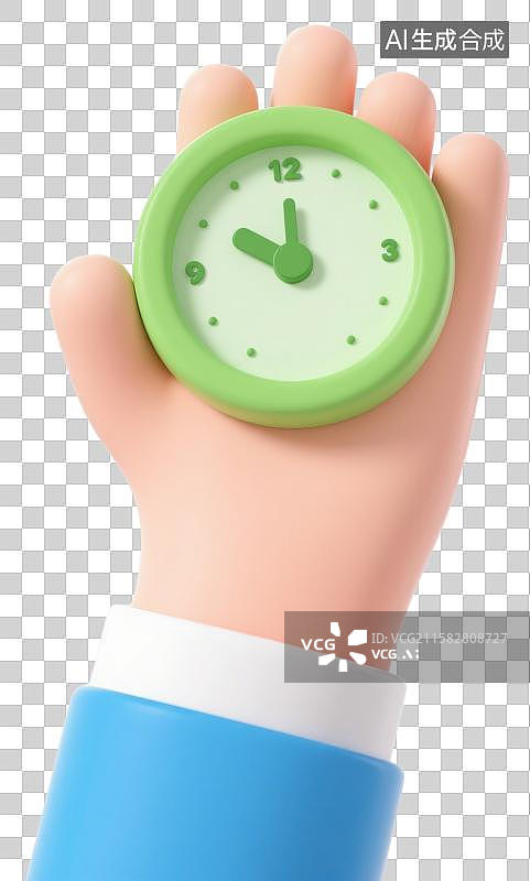 【AI数字艺术】3D三维手拿表元素图片素材