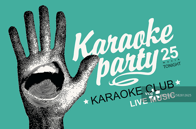 复古风格的卡拉OK派对海报图片素材