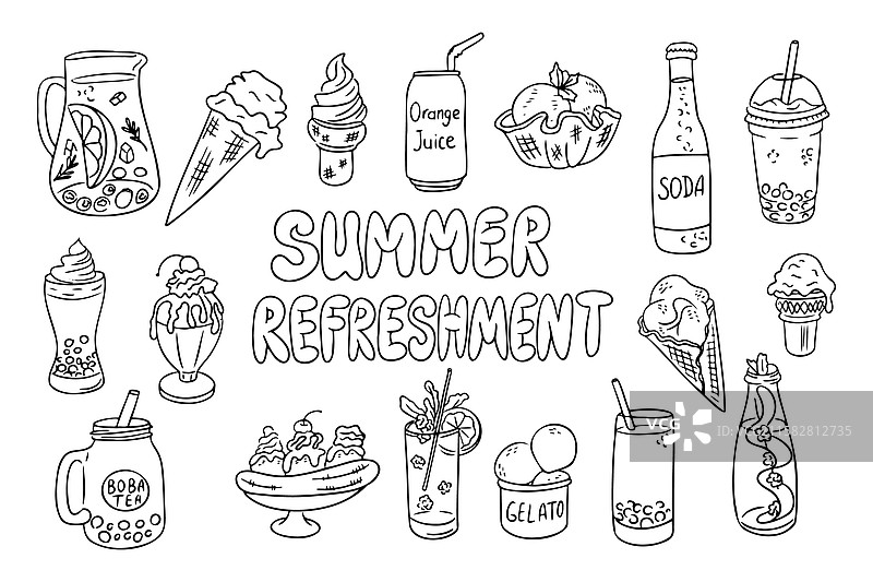 夏季清凉手绘图图片素材