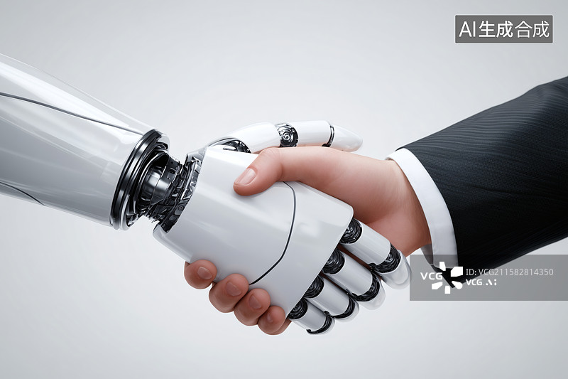 【AI数字艺术】人机握手：科技协作与未来创新图片素材
