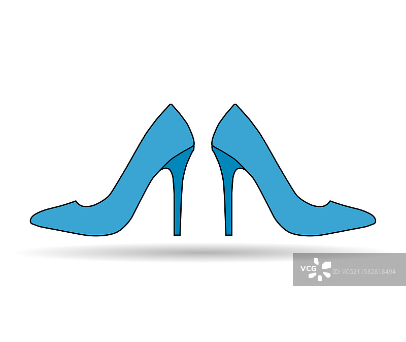 高跟鞋配对阴影图标鞋子时尚风格图片素材
