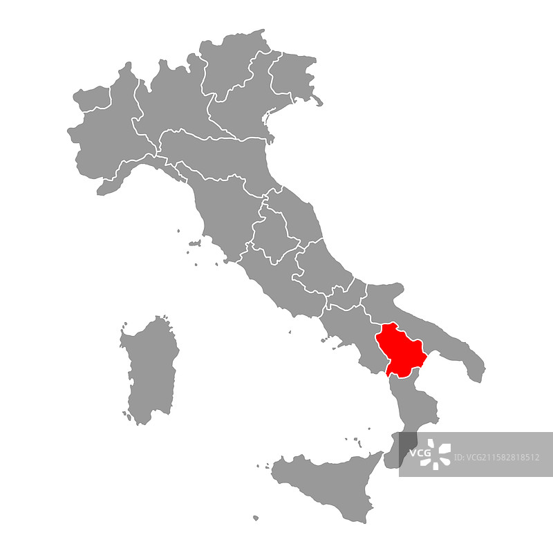 意大利巴西利卡塔地区地图符号形状旅行网络图片素材