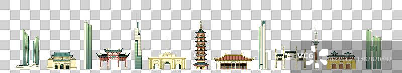 南京城市建筑插画元素图片素材