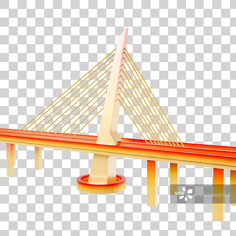 3D渲染的深圳城市元素深圳地标建筑深圳湾跨海大桥图片素材