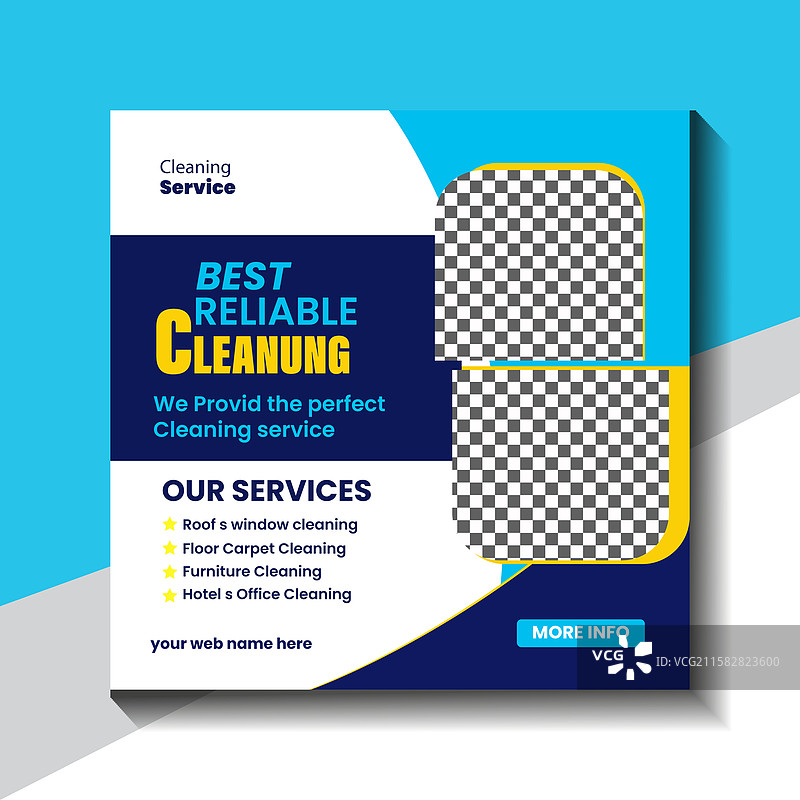 可靠的清洁服务社交媒体帖子横幅图片素材