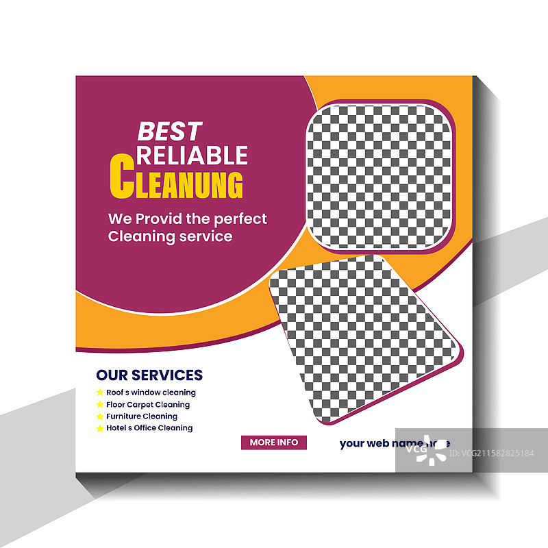 可靠的清洁服务社交媒体帖子横幅图片素材