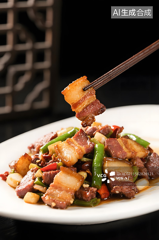 【AI数字艺术】香辣诱人的回锅肉图片素材