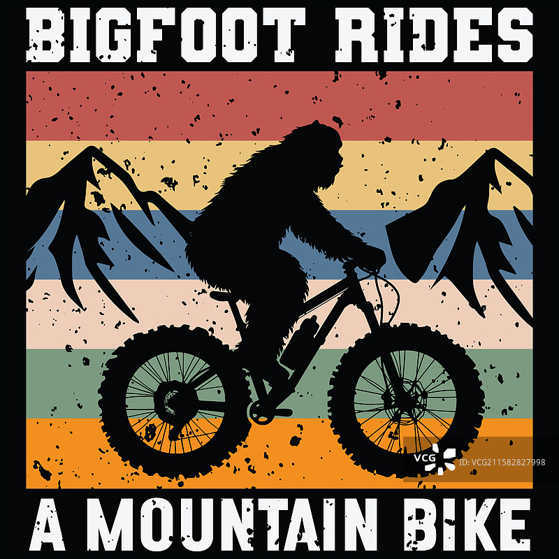 大脚怪骑山地自行车的T恤设计图片素材