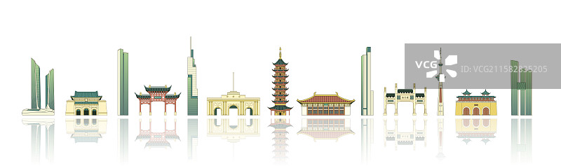南京城市建筑插画图片素材