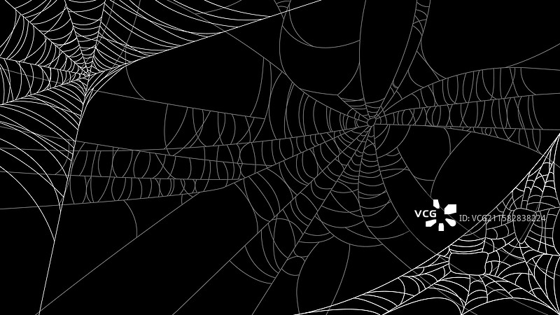 黑色背景上的蜘蛛网，万圣节恐怖气氛图片素材