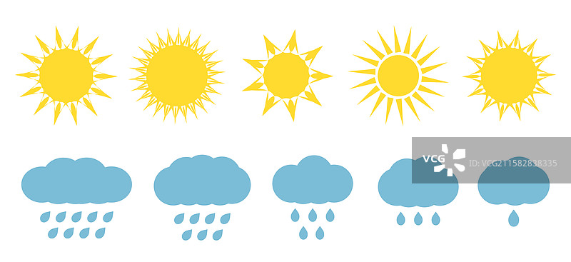 天气中的太阳和雨水符号图片素材