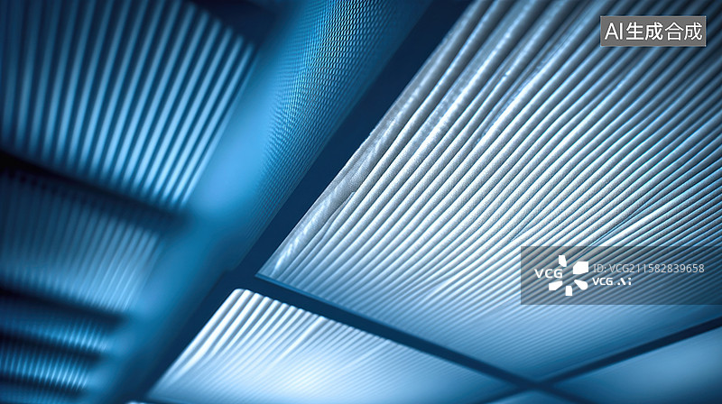 【AI数字艺术】蓝色百叶窗光影效果图片素材