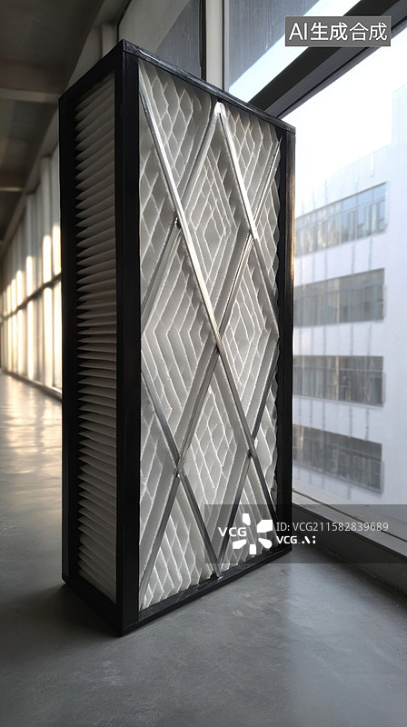 【AI数字艺术】大型空气过滤器展示于现代建筑内图片素材