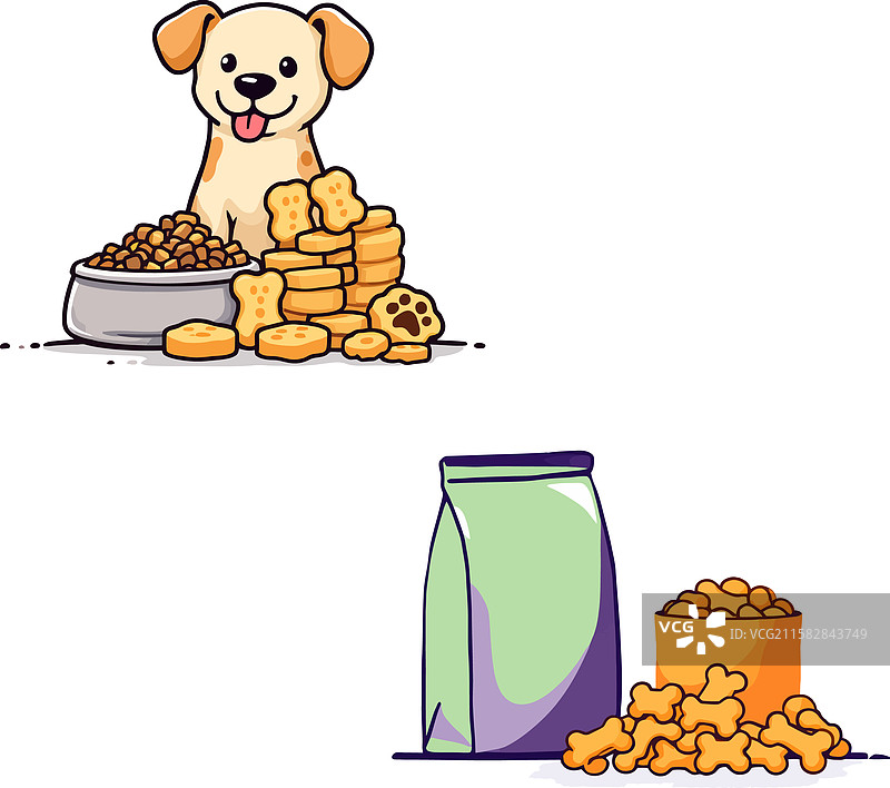 可爱的狗狗享受着脆脆的零食和图片素材
