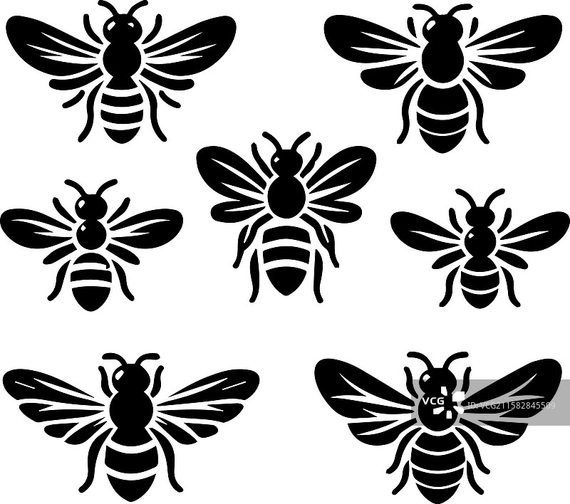 风格化的蜜蜂剪影图片素材