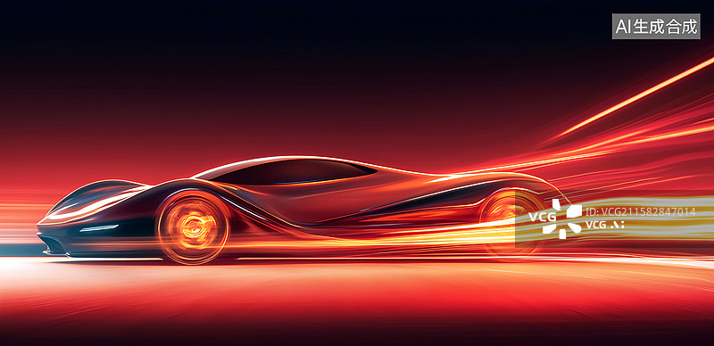 【AI数字艺术】绚丽的流线型光速速度跑车图片素材