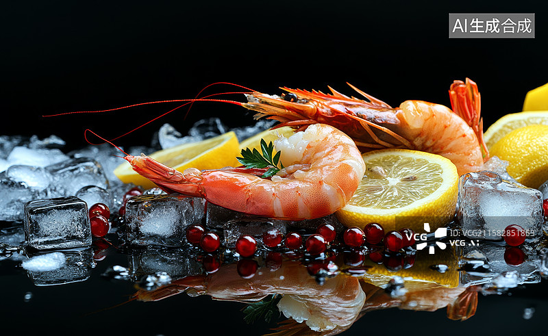【AI数字艺术】海鲜冰镇柠檬虾图片素材