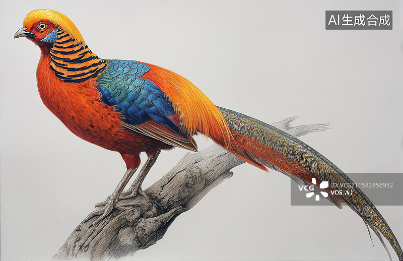 【AI数字艺术】金色锦鸡的华丽姿态图片素材