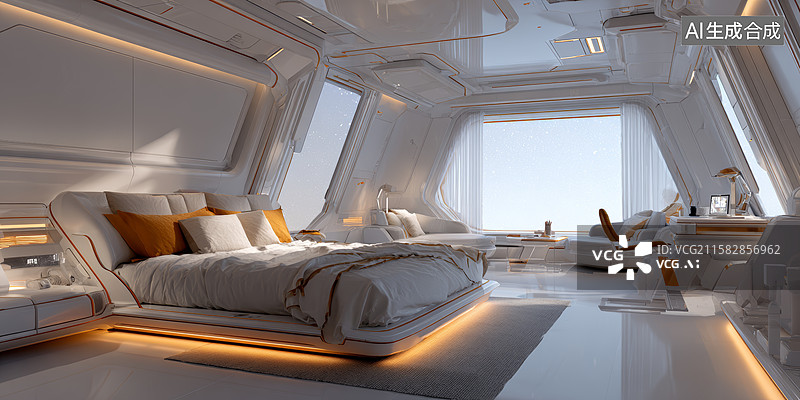 【AI数字艺术】未来科技卧室设计图片素材