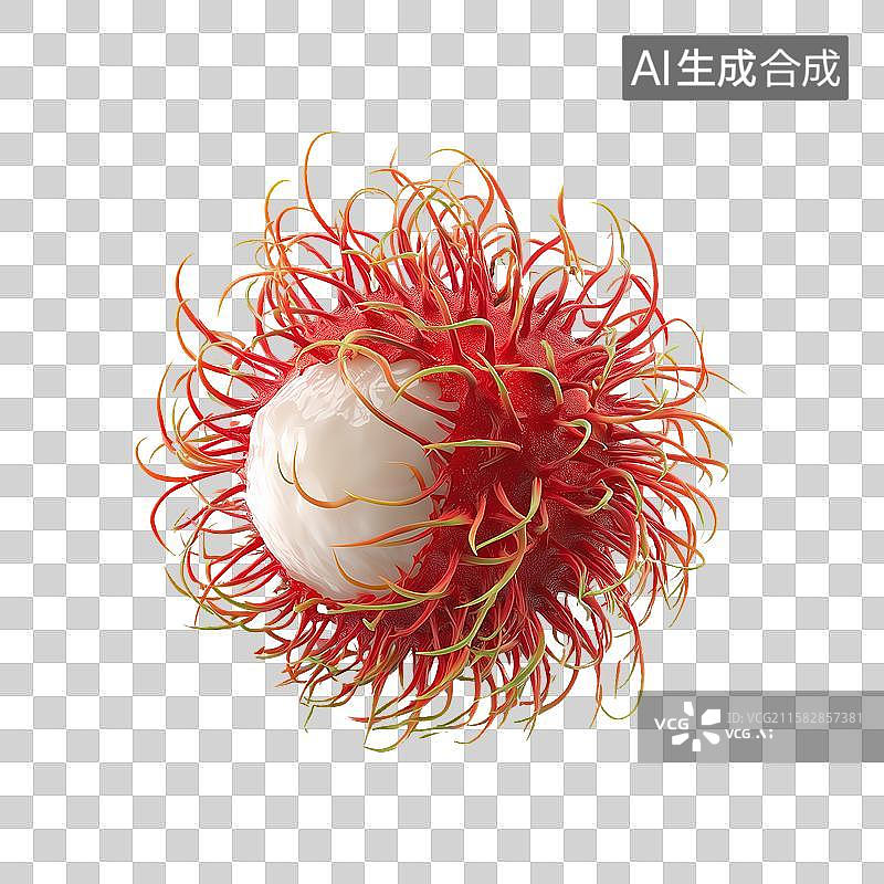 【AI数字艺术】3D风格水果之红毛丹元素图片素材