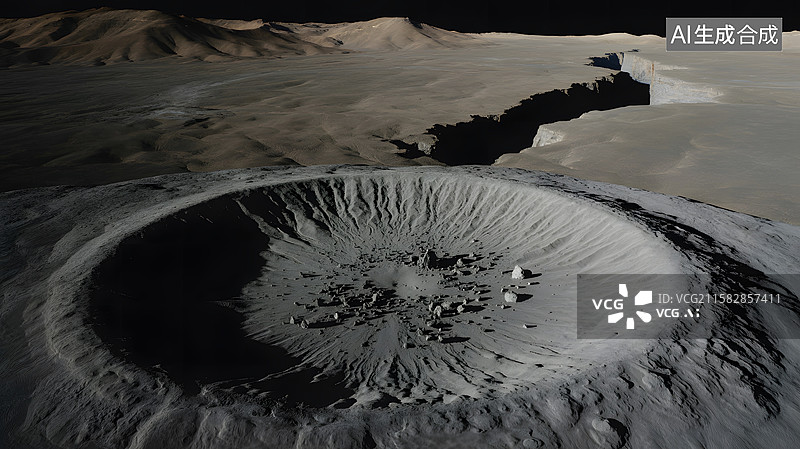【AI数字艺术】陨石坑的壮丽景象图片素材