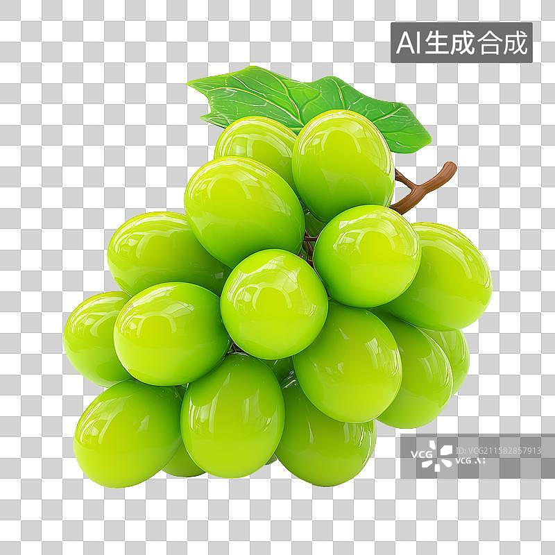 【AI数字艺术】3D风格水果之青提元素图片素材