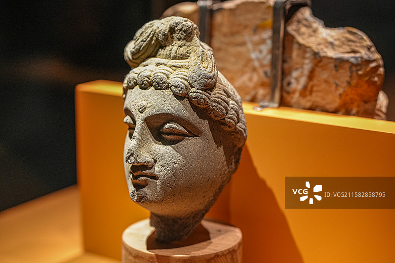 公元3-4世纪 菩萨头像 巴基斯坦国家博物馆图片素材