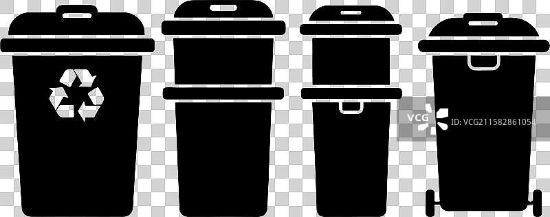 垃圾桶轮廓 - 垃圾容器图标图片素材