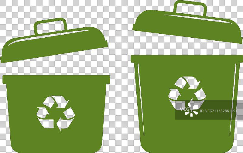垃圾箱和垃圾桶的轮廓 - 元素图片素材