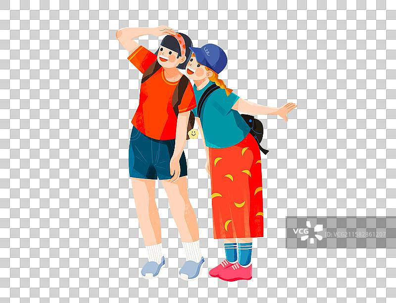 肌理插画人物元素_女孩_好友姐妹闺蜜图片素材