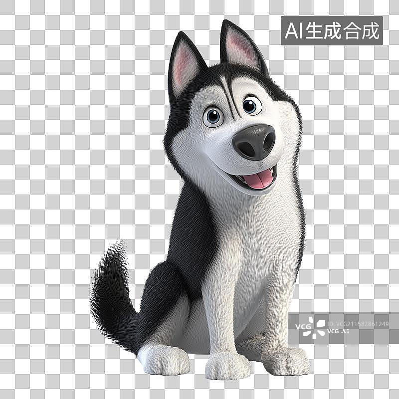 【AI数字艺术】3D风格品种狗狗之哈士奇元素图片素材