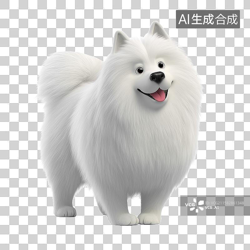 【AI数字艺术】3D风格品种狗狗之萨摩耶元素图片素材