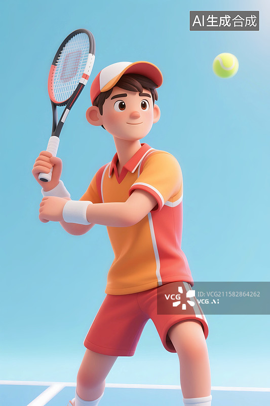 【AI数字艺术】3D立体三维C4D男性网球运动员网球比赛图片素材