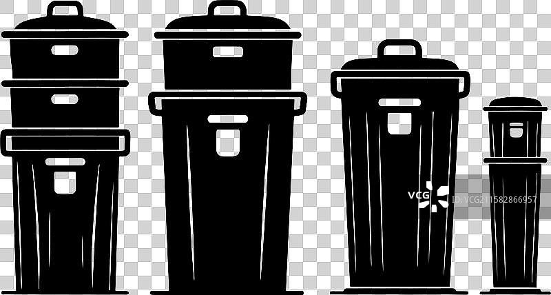 垃圾桶剪影系列 - 垃圾箱包图片素材