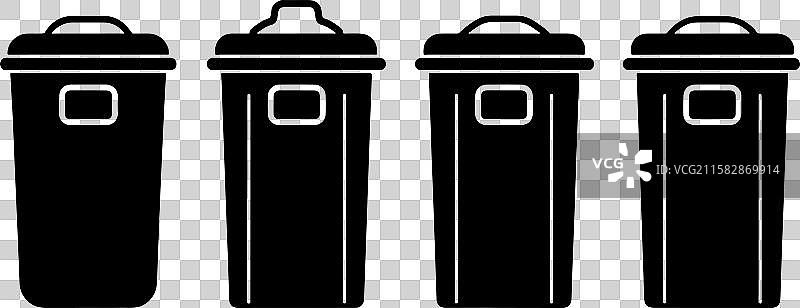 垃圾桶轮廓集合 - 垃圾桶套装图片素材