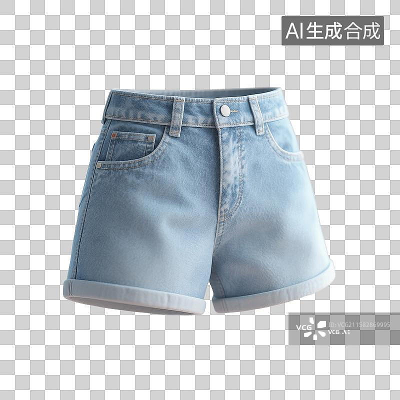 【AI数字艺术】3D渲染，牛仔裤，短裤，夏天，衣服，裤子，免抠元素图片素材