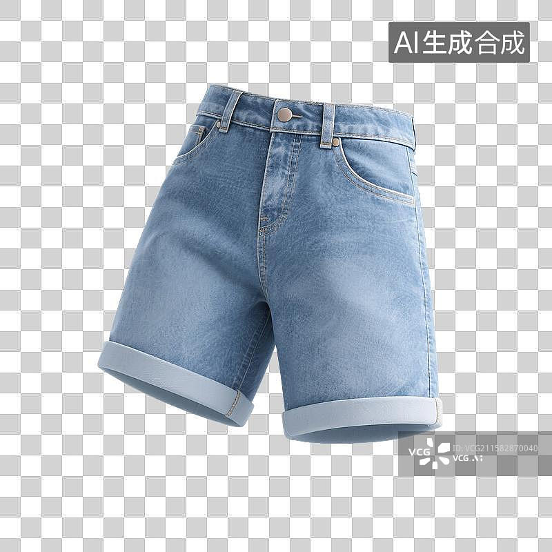 【AI数字艺术】3D渲染，牛仔裤，短裤，夏天，衣服，裤子，免抠元素图片素材