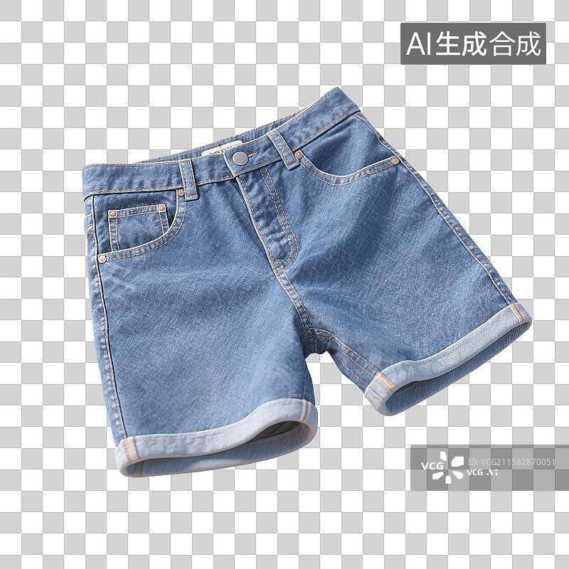 【AI数字艺术】3D渲染，牛仔裤，短裤，夏天，衣服，裤子，免抠元素图片素材