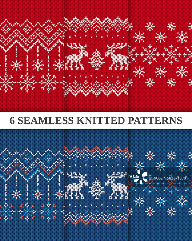 圣诞针织无缝图案集 圣诞边框图片素材