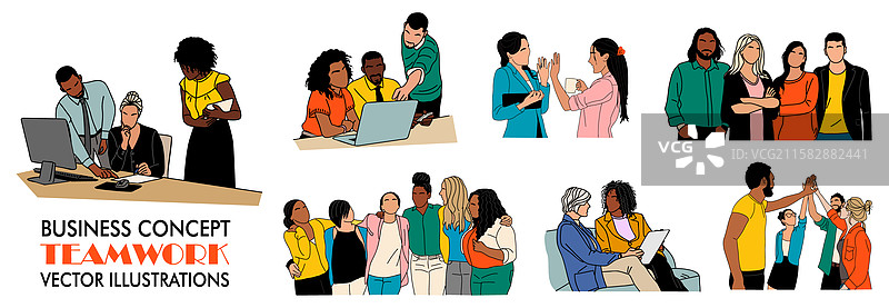 男女合作工作的场景集图片素材