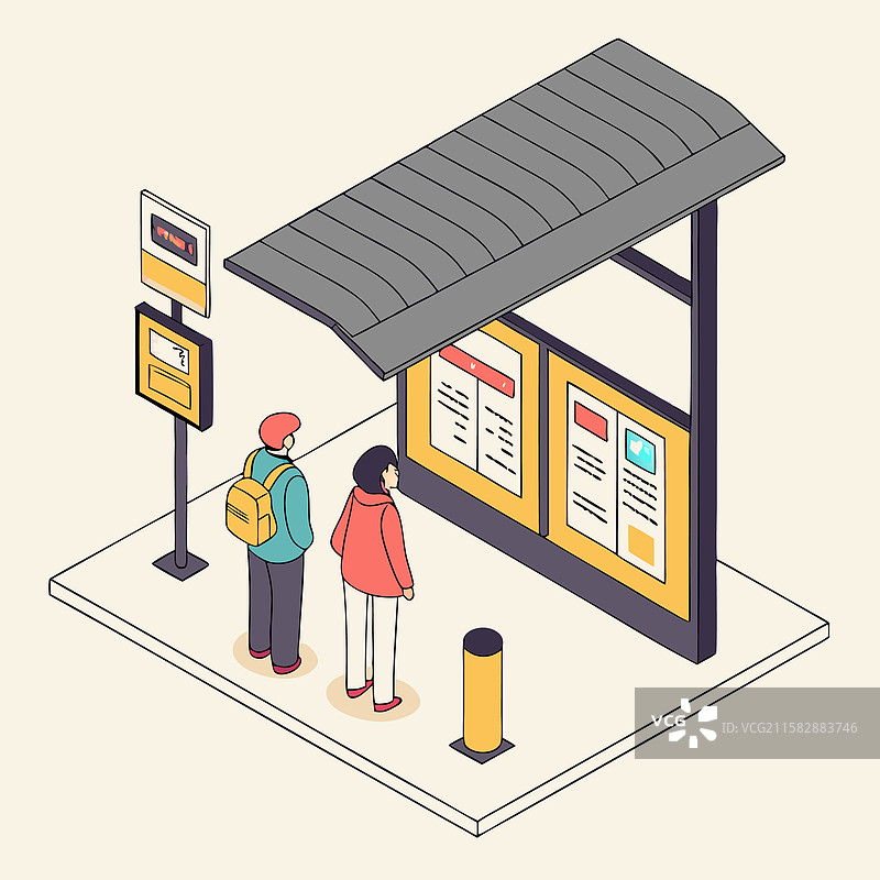 描绘两个人在等待图片素材