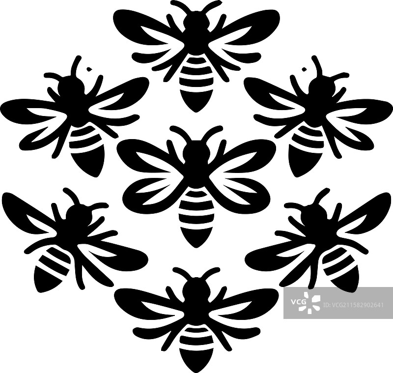 风格化的蜜蜂剪影图片素材