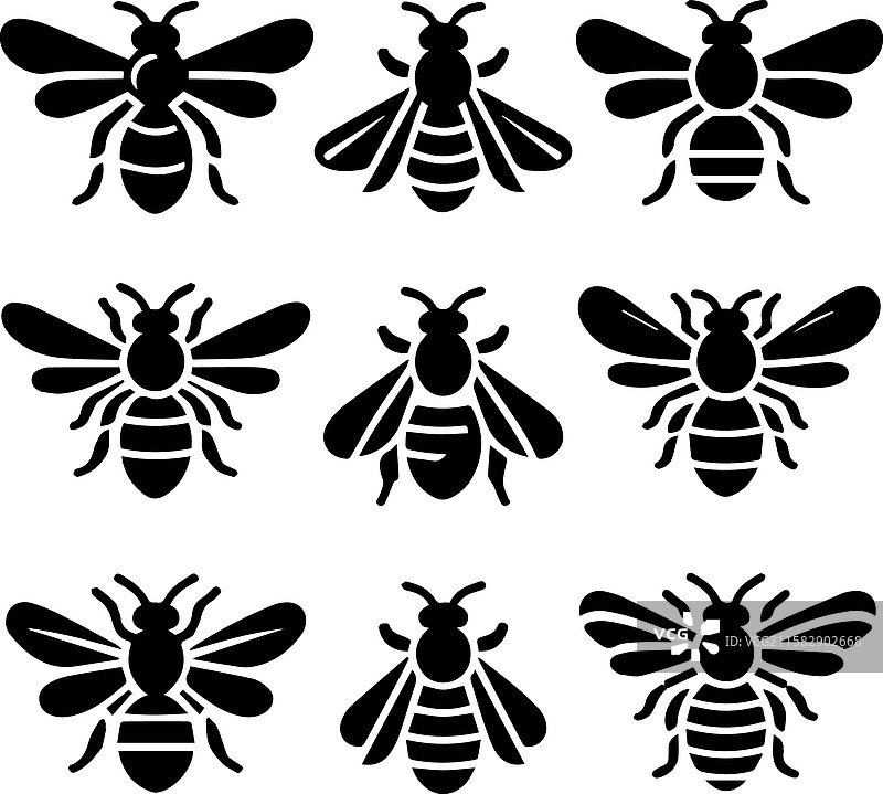 风格化的蜜蜂剪影图片素材
