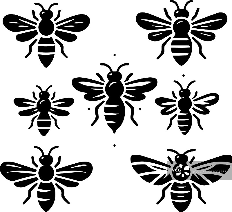 风格化的蜜蜂剪影图片素材