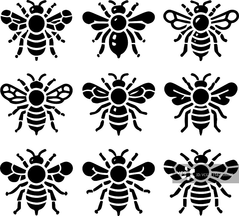 风格化的蜜蜂剪影图片素材