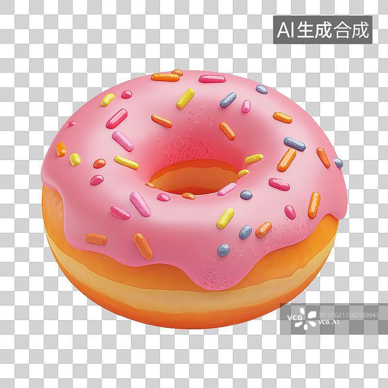 【AI数字艺术】粉红色的甜甜圈 3D 渲染图片素材