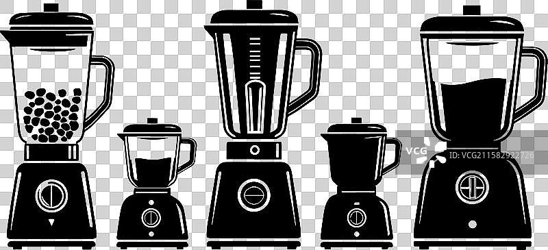 厨房搅拌机轮廓套装 - 黑色图形图片素材